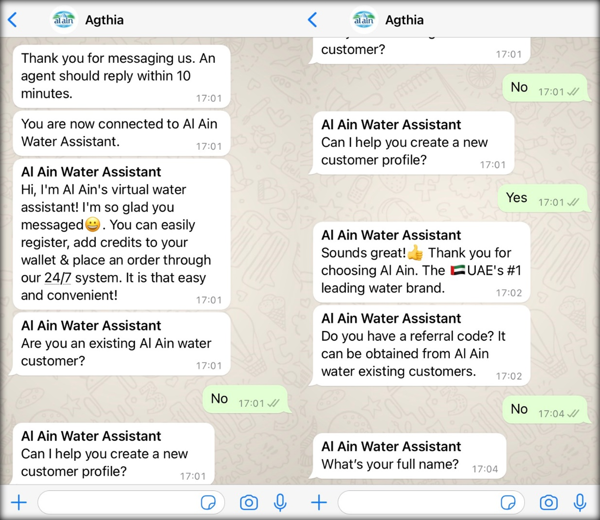 Examples of WhatsApp deployment for Agthia